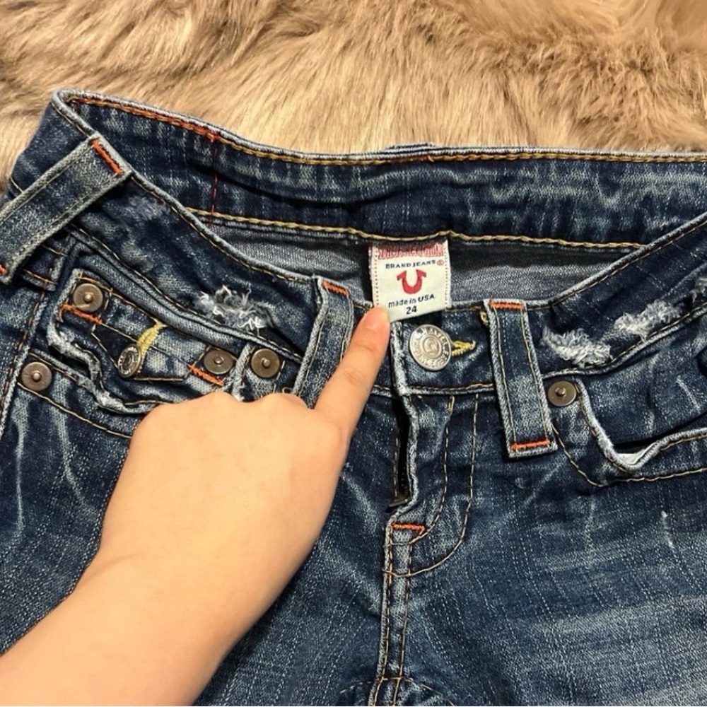 True Religion Women's Boot Cut Jeans in Dark Blue Denim